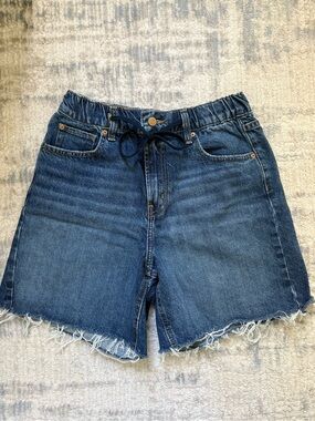 Worn Once Urban Outfitters Mid Blue Denim Drawstring Frayed Hem Shorts